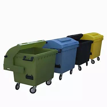 Versatile 4-Wheel Garbage Container 3D model image 1 