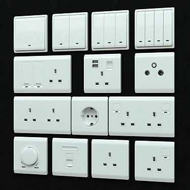 Elegant and Versatile Schneider Pieno White Switches & Sockets 3D model image 1 