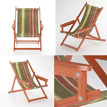 Wooden Beach Chair. Lightweight and Sturdy. 3D model image 1 