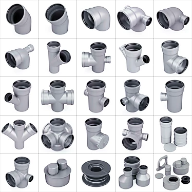 Versatile Sewer Fittings Collection 3D model image 1 