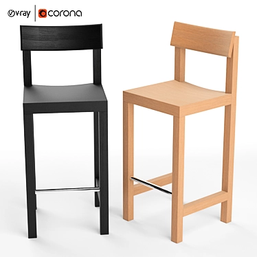 Modern Minimalist Primo Bar Stool 3D model image 1 