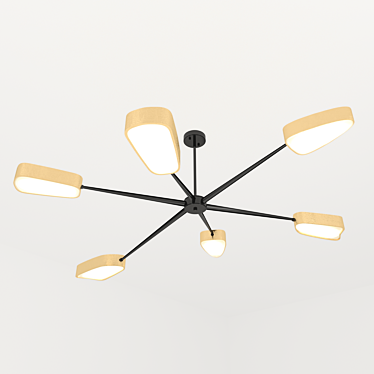 Modern Black+Brass LED Chandelier 3D model image 1 