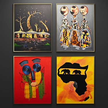 Contemporary Art Set: "Derek Adu Boateng's Modern Interior Painting 3D model image 1 