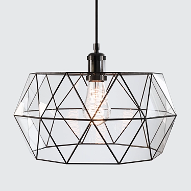 Vintage Geometric Stained Glass Chandelier 3D model image 1 