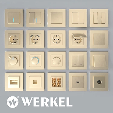 Product Title: Werkel Champagne Corrugated Sockets & Switches 3D model image 1 