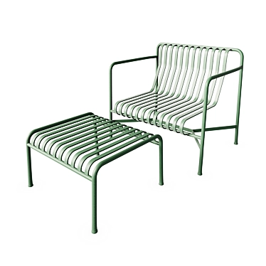Palissade Lounge Chair Low with Ottoman 3D model image 1 