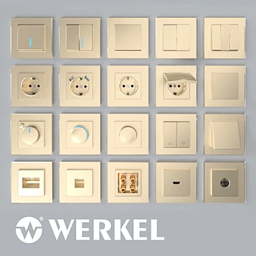 Champagne Elegance: OM Sockets & Werkel Switches 3D model image 1 