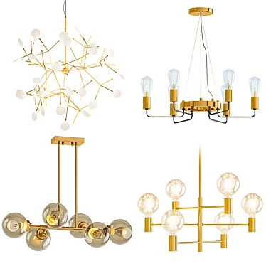 Modern Gold Chandeliers Collection 3D model image 1 