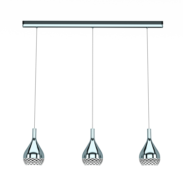 KHALIFA Chandelier: Stylish Glass Shade, 3 Halogen Lamps (8W) 3D model image 1 