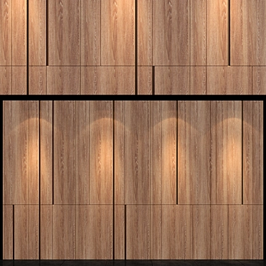 Rustic Wooden Wall Panel 3D model image 1 