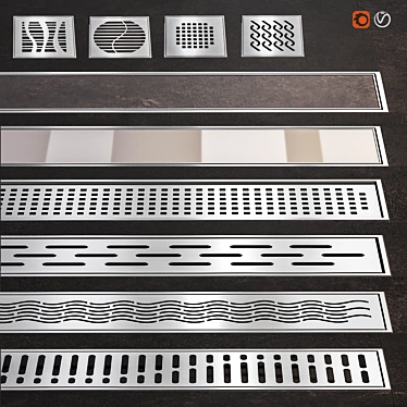 ACO Shower Grates & Channels Set 3D model image 1 