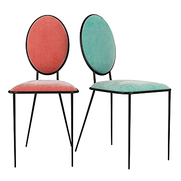 French Novani Chairs in Mint and Pink Colors 3D model image 1 