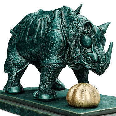 Dali's Rhinoceros: Lace-Clad Bronze Sculpture 3D model image 1 