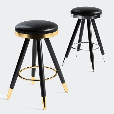 Modern Leather Bar Stool 3D model image 1 