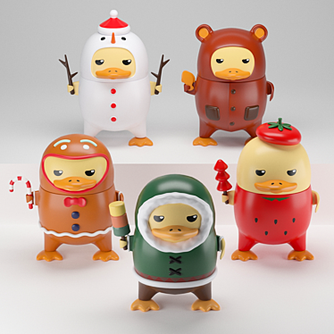 Whimsical Duckoo Winter Figurines 3D model image 1 