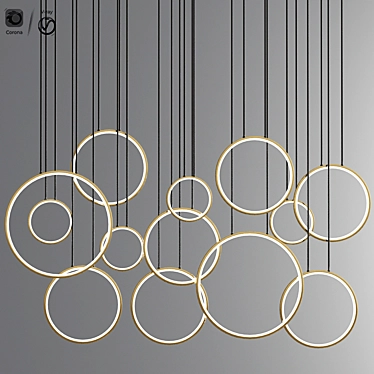 Minimalist Circle Rings Suspension Light 3D model image 1 