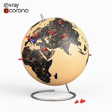 Cork Globe: Earthly Elegance 3D model image 1 