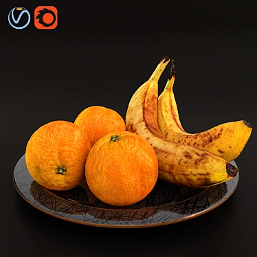 Plate with bananas and oranges