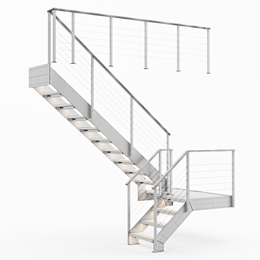 Industrial Loft Staircase 3D model image 1 