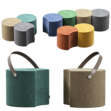 Modular Round Fabric Pouf 3D model image 1 
