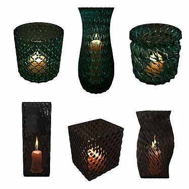 Elegant Glass Candle Holders 3D model image 1 