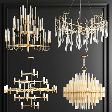 Luxury Chandelier Collection: Gala, Serip Aqua, Crown Major, RH Emile 3D model image 1 