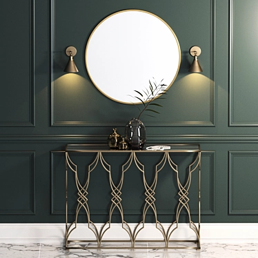 Mirrored Metal Console Table 3D model image 1 