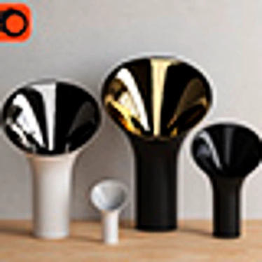 Elegant Porcelain Vase Set 3D model image 1 