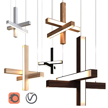 Modern LED Pendant Lamp "Cross 3D model image 1 