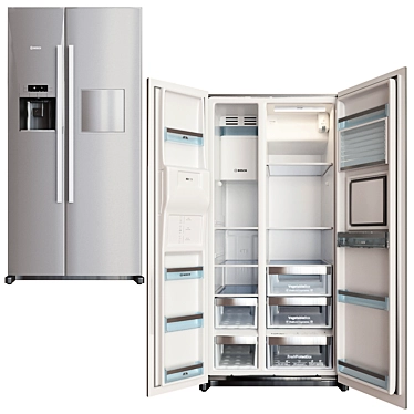 Bosch KAG90AI20: Sleek Silver Fridge 3D model image 1 