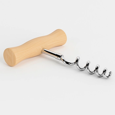 Rustic Wood Corkscrew 3D model image 1 