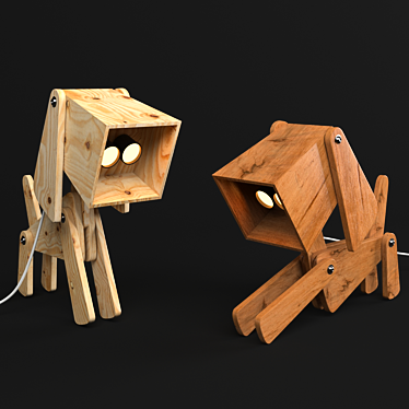 Wooden Puppy Table Lamp: Adjustable 4 Leg Design 3D model image 1 