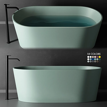 Elegant Oval Pietraluce Bay Bathtub 3D model image 1 