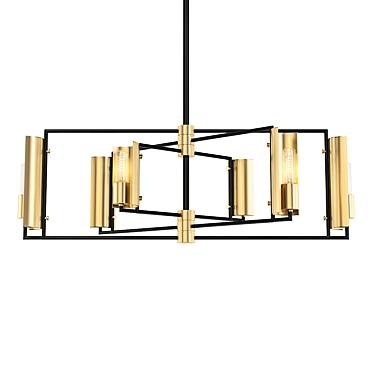 Sophisticated Black and Brass Pendant 3D model image 1 