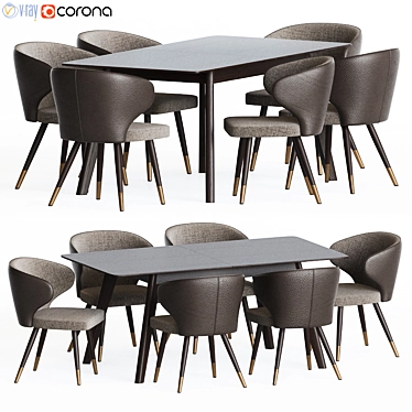 Modern Gray Dining Set 3D model image 1 