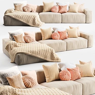 Luxury Leather Elise Corner Sofa 3D model image 1 