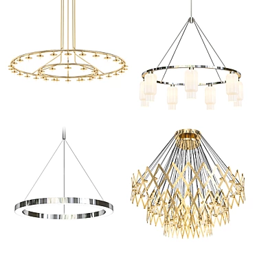 Modern Chandelier Collection: Circolo Tris, Sola 48, Stardust, ZOOM XL 3 3D model image 1 