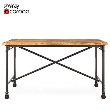 Industrial-Inspired Flatiron Desk 3D model image 1 