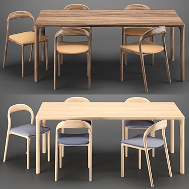 Artisan Jean Table & Neva Chair Set 3D model image 1 