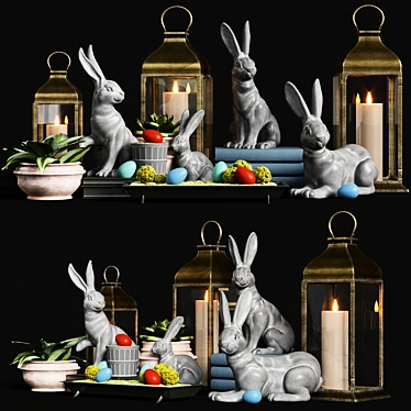 Essex Bunny Pottery Barn Decor Set 3D model image 1 