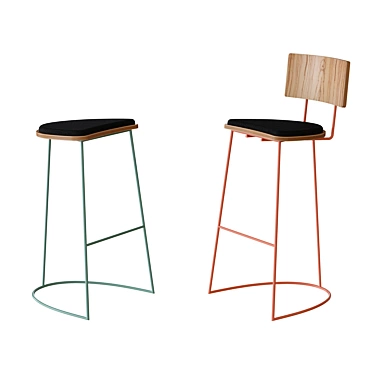 Modern Boomerang Bar Stool 3D model image 1 