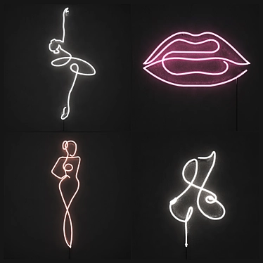 Neon Light Set - Vibrant Illumination for Bars, Cafes, and Homes 3D model image 1 