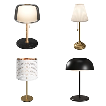 Elegant Table Lamps Set for Home 3D model image 1 