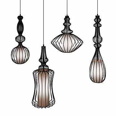 Vintage American Pendant Lights 3D model image 1 