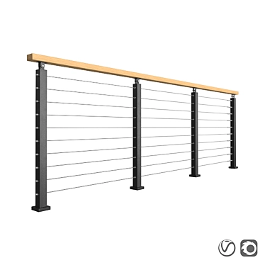 Contemporary Wood and Metal Railing 3D model image 1 