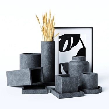 Urban Chic Concrete Vases & Pots 3D model image 1 