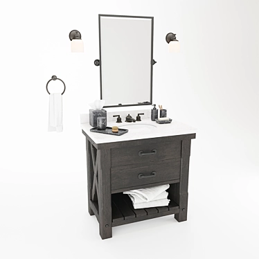 Pottery Barn Benchwright Collection: Complete Bathroom Set 3D model image 1 