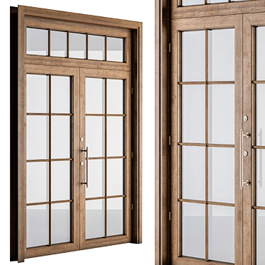 Antique Wooden Glass Door 3D model image 1 