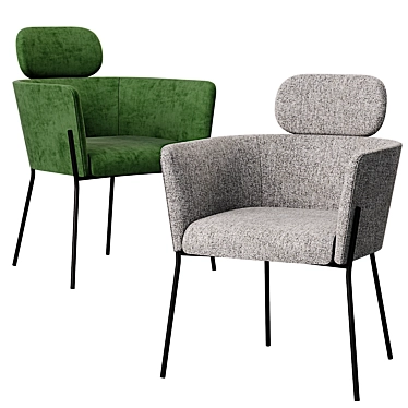  Elegant Gray Velvet Ange Chair 3D model image 1 