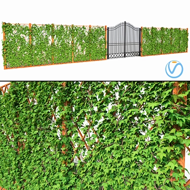 Ivy Fence (V-Ray) - Stunning Sectional Fencing with Gate 3D model image 1 